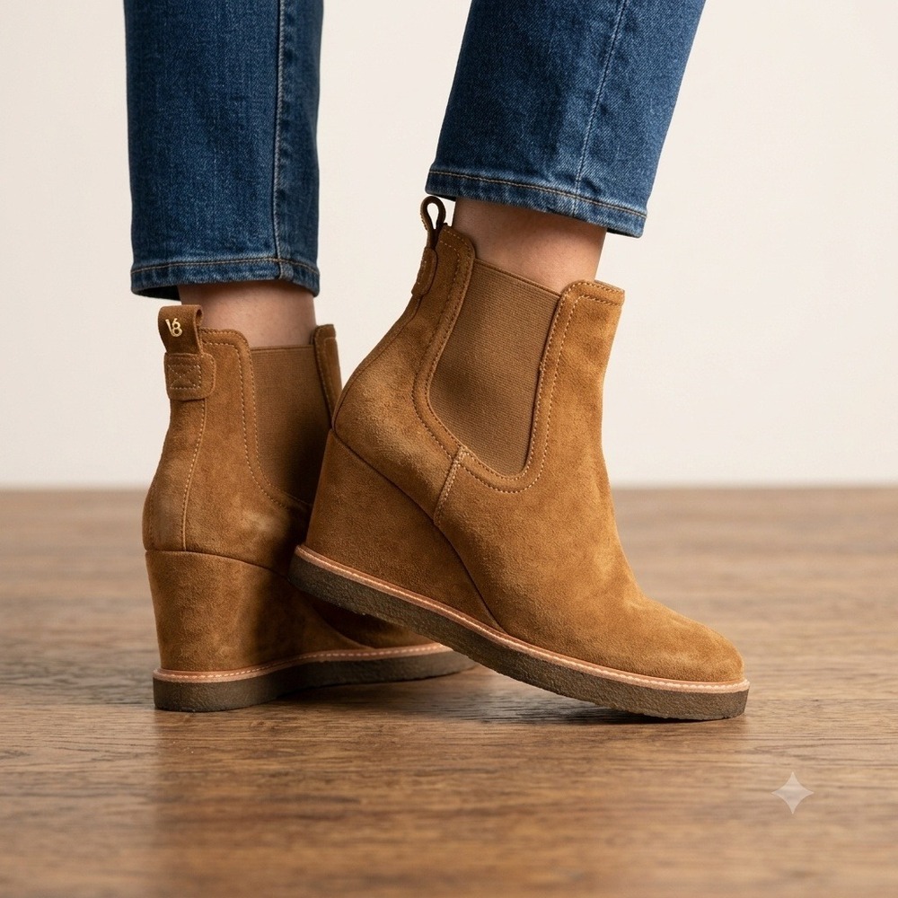 Veronica Beard Aari 2 Hazelwood Suede Wedge Chelsea-Style Boots Size US‎ 7.5